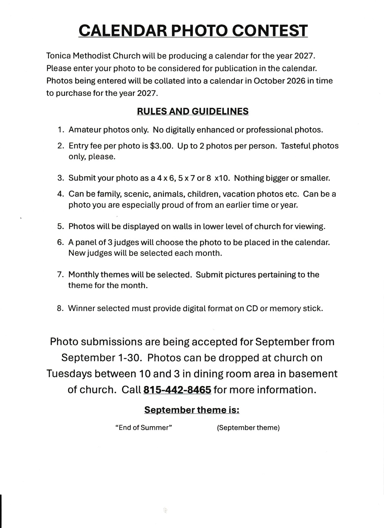 Calendar Contest 2025